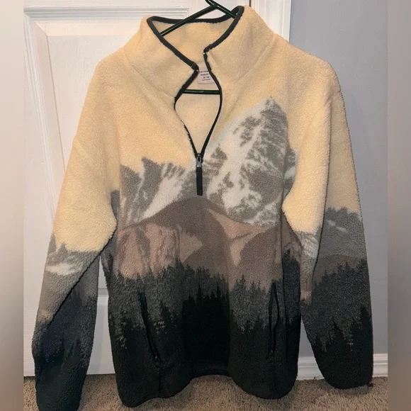 Cotton On Men's Cream and Gray Zip Up Sweater - Picture 2 of 4